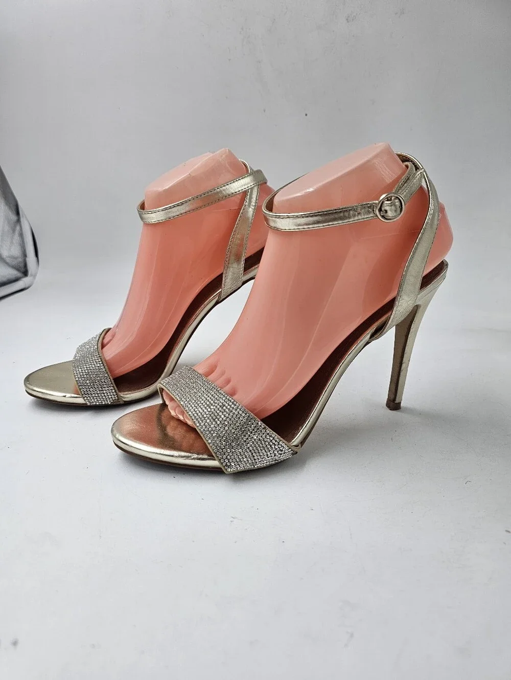 Steve Madden Ritter Gold Rhinestone Stiletto Sandals Women's 9.5M 4.5